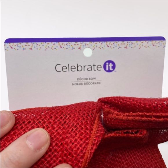 🆕 CELEBRATE IT | Red Burlap Wired Bow - Picture 3 of 3